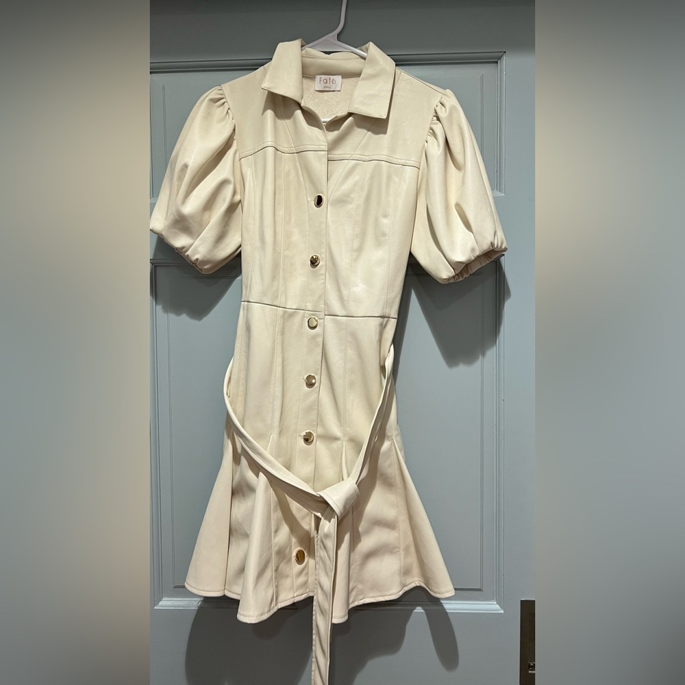 FATE cream faux leather dress!